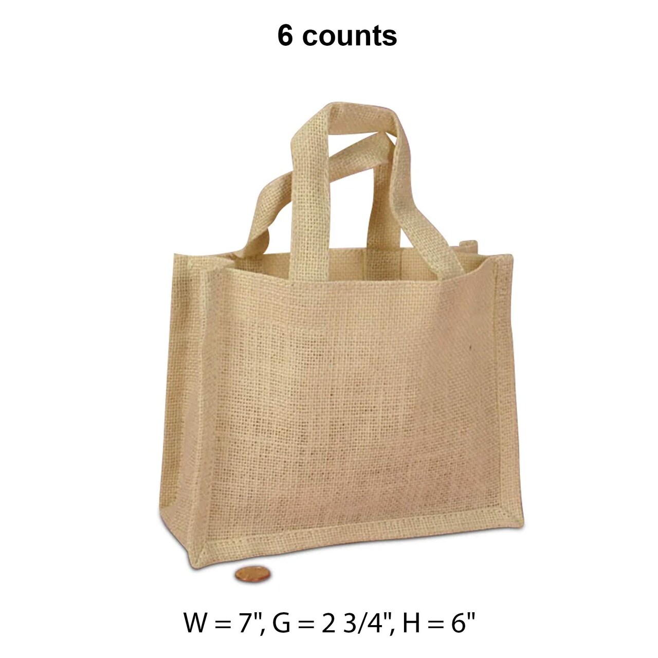 Small Jute Handle Bag Trimmed Bottom 7" x 2.75" x 6" Compact and Stylish